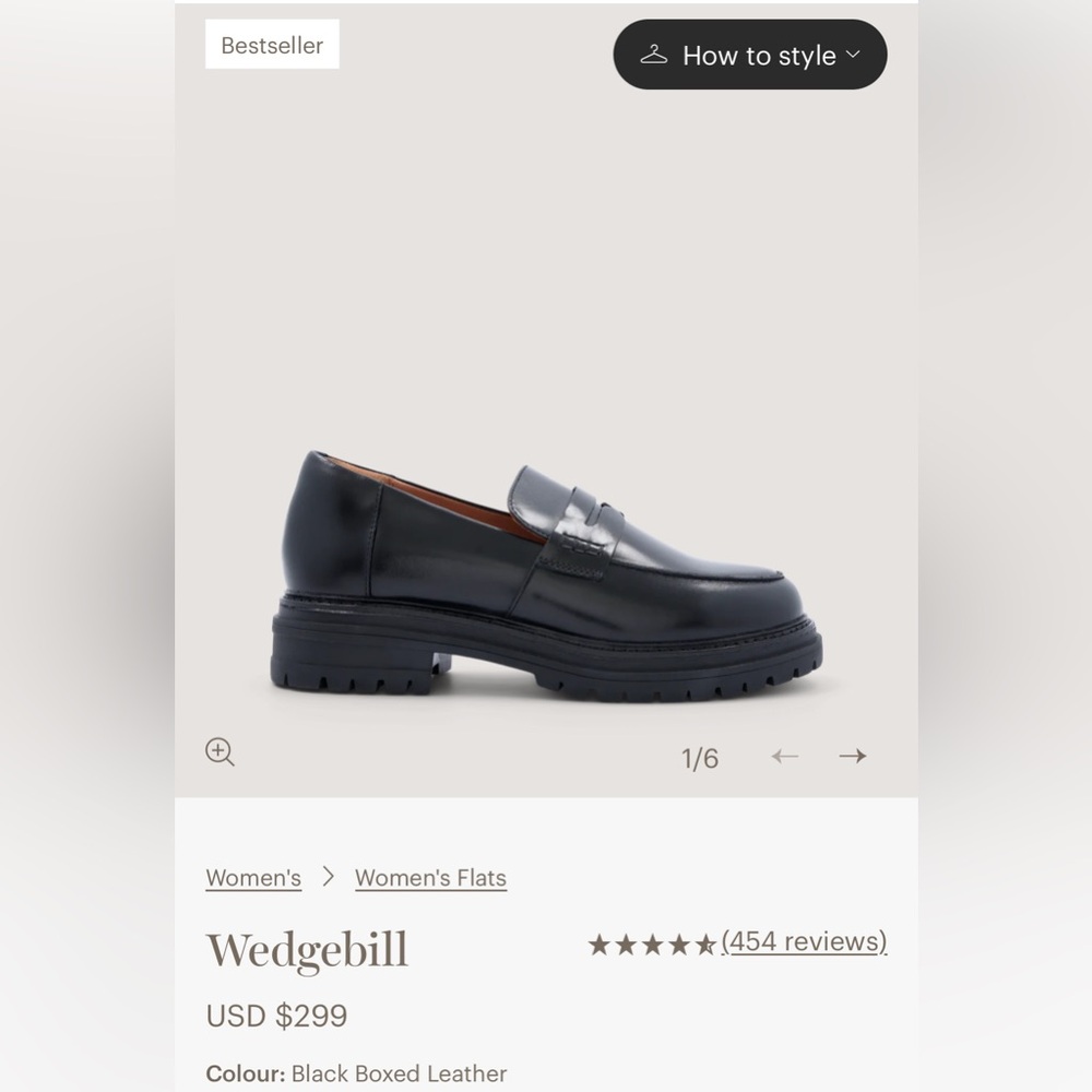 NWT Bared Footwear Wedgebill Black Leather Loafers (black , size 39 AUS, 8.5 US)